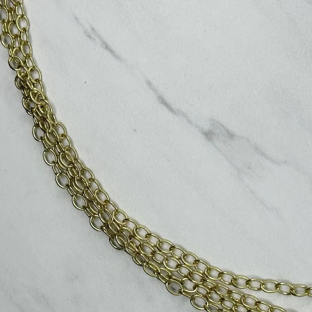 Rainbow Charm Gold and Silver Tone Chain Link Pants Chain